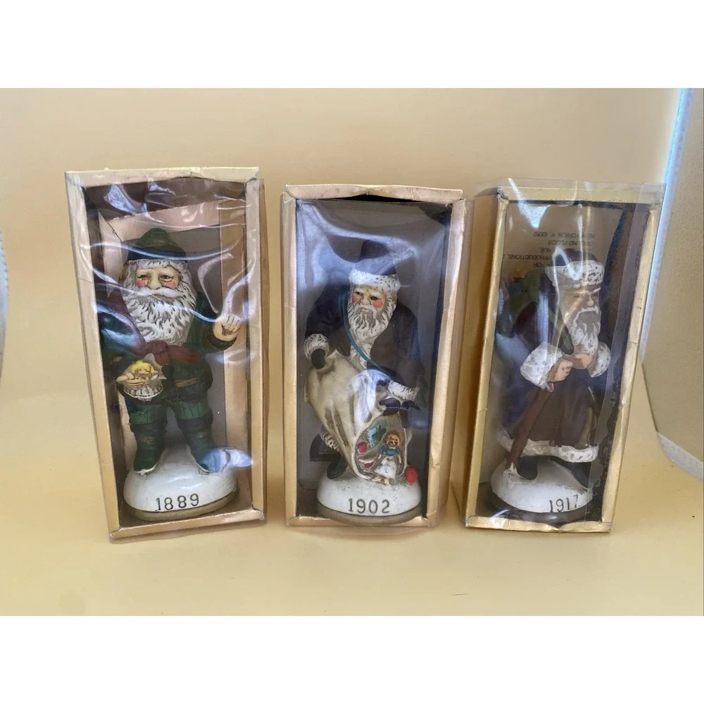 VTG Lot of 3 *MEMORIES OF SANTA* Christmas Ornaments Ceramic Figurines USED 1988